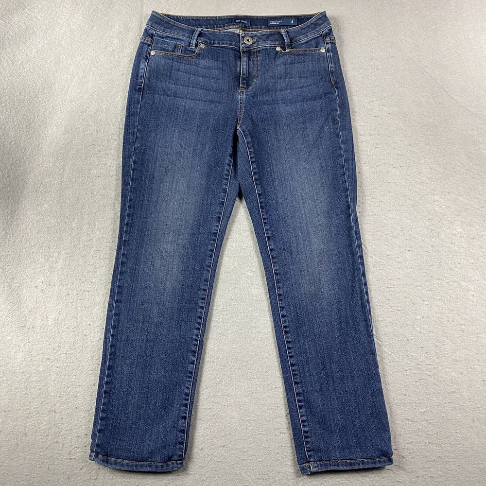 J Jill Denim Jeans Womens 4 Weekender Straight Leg Low Rise Medium Wash Stretch